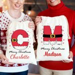 Personalized Snowflake Santa Claus Initial Drawstring Christmas Gift Bag with Name Merry Christmas Gift for Kids Family