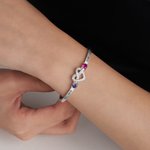 Personalized Love Knot Birthstones Cuff Bracelet with Engraved Name Birthday Anniversary Valentine's Day Gift for Women