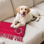 Personalized Embroidered Pet Avatar Photo Birth Flower Tassel Scarf with Name Warm Accessory Anniversary Birthday Christmas Gift for Pet Lovers