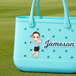 Personalized Cute Cartoon Golf Character Name Acrylic Bag Charm Accessories for Bogg Beach Party Vacation Birthday Gift for Golf Players