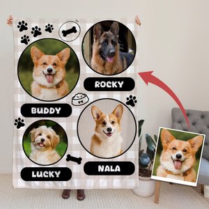 Couverture Douce Personnalisée avec 1-4 Noms Photos et Texte Cadeau Anniversaire pour Propriétaire d'Animal de Compagnie