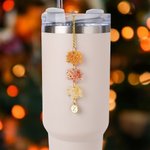 Personalized Fall Maple Leaf Glitter Acrylic Tumbler Charm with Letter Straw Accessories for Stanley Tumbler Birthday Anniversary Gift for Friend