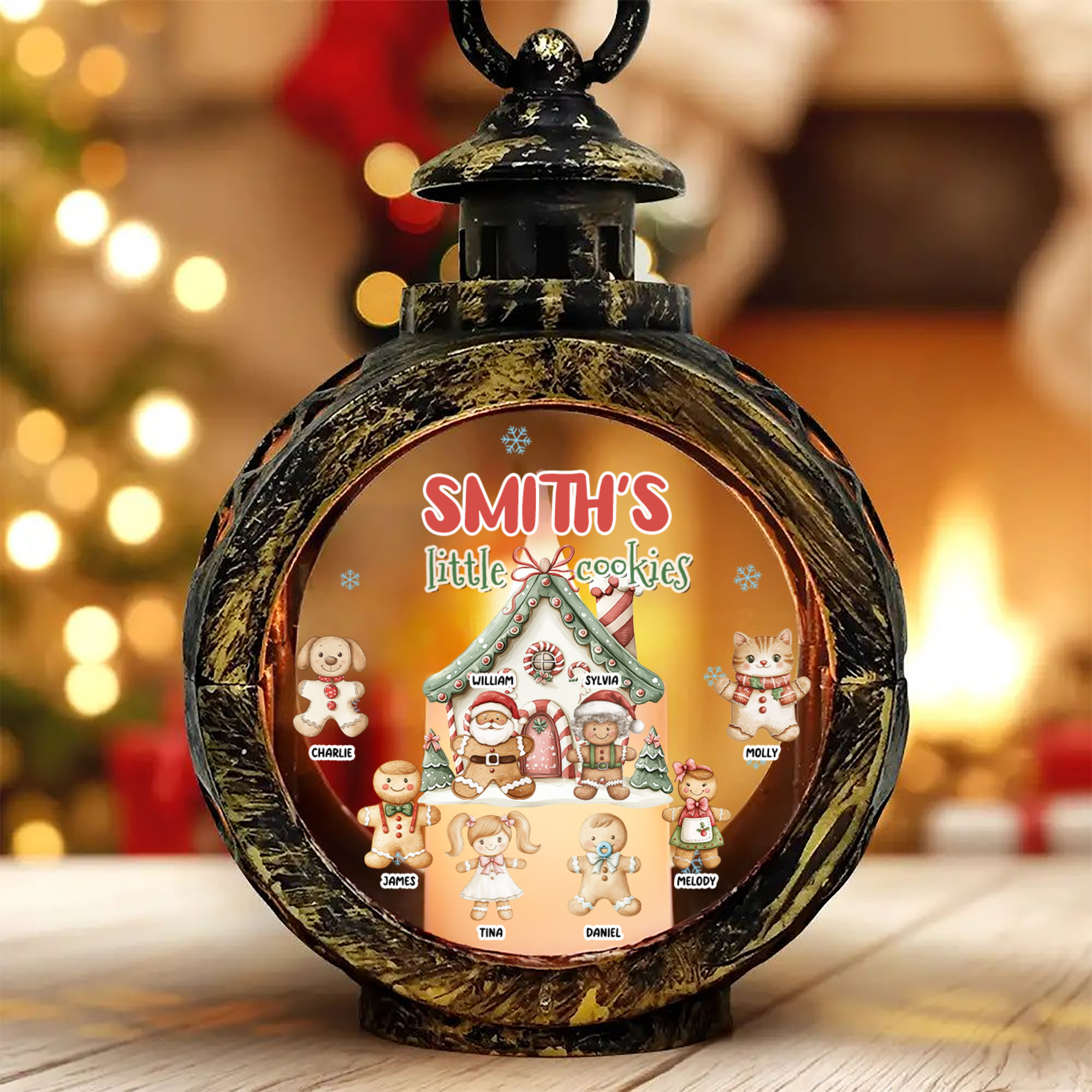 Personnalisé 1-8 Bonhomme de pain d'épice Ornement de bougie sans flamme LED avec nom Décoration de la maison Cadeau de Noël pour la famille et les amis
