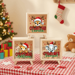 Personalized  Christmas Santa Hat Cute Animal  Wood Clear Money Box Piggy Bank with Name Desk Decor Christmas Gift for Kids