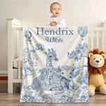 Personalizzato Mluticolor floreale Leopardo Giraffa Elefante Morbido Coperta con Nome e Cognome Cameretta Baby Shower Regalo per Ragazzi Ragazze