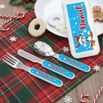 Henkilökohtainen Cartoon Animal Snowflake Santa Hat Food-Grade Kid's Fork Spoon Knife 3 Pcs ruokailuvälinesarja nimellä Joulujuhla lahja lapsille