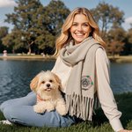 Personalized Embroidered Pet Avatar Photo Birth Flower Tassel Scarf with Name Warm Accessory Anniversary Birthday Christmas Gift for Pet Lovers