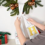 Personalised Christmas Tree Monogram 100% Cotton Wreath Sash with Embroidered Initial Home Decor Christmas Gift for Family Friends