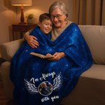 Personalized Starry Sky Angel Wing Photo Soft Throw Blanket with Text Remembrance In Loving Memory Sympathy Gift for Loss of Loved One