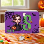 Personalized Halloween 3D Cartoon Character Multicolor Biscuit Storage Tin with Initial and Name Trick or Treat Halloween Party Gift for Boys Girls
