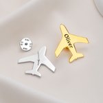 Personalized Airplane Lapel Brooch Pin with Engraved Name Birthday Christmas Gift for Pilots Stewardesses Flight Attendants
