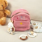 Sac à Dos en Velours Côtelé Personnalisé avec Motif Fleurs Arc-en-Ciel et Nom Brodés Cadeau d'Anniversaire Rentrée Scolaire pour Tout-Petit Enfant
