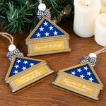 Personalised Folded Flag Handcrafted Military Memorial Ornament with Text Christmas Tree Home Decor Retirement Gift for Military Family Veteran