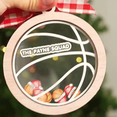 Personalizado 3D Shake Baloncesto Adorno de Navidad de madera con nombres Decoración del árbol de Navidad Fiesta de Navidad Favores Equipo Día Regalo para el entrenador Atleta