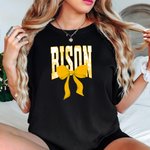 Personalizado Toile De Jouy Bow Heavyweight 100% Algodón Camiseta con Nombre Game Day Cumpleaños Regalo para Estudiantes