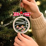 Personalizado 3D Shake Baloncesto Adorno de Navidad de madera con nombres Decoración del árbol de Navidad Fiesta de Navidad Favores Equipo Día Regalo para el entrenador Atleta