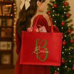Personalisierte künstlerische Initiale große rote Jute Tote Tasche mit Namen täglichen Gebrauch Weihnachtsgeschenk für Familie Freunde