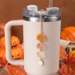 Personalized Fall Maple Leaf Glitter Acrylic Tumbler Charm with Letter Straw Accessories for Stanley Tumbler Birthday Anniversary Gift for Friend