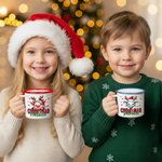 Personalised Christmas Santa Hat Cute Animal 11 oz Multicolour Enamel Mug with Name Christmas Gift for Kids