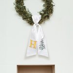 Personalised Christmas Tree Monogram 100% Cotton Wreath Sash with Embroidered Initial Home Decor Christmas Gift for Family Friends