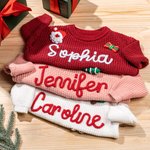 Personalised Christmas Jumper with Name and 1-3 Ornaments Christmas Gift for Newborns Kids