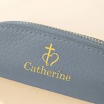 Petit Sac de Chapelet en Cuir PU Personnalisé avec Nom et Motif de Croix Porte-monnaie Pratique pour Chrétiens Cadeau Religieux de Baptême Communion