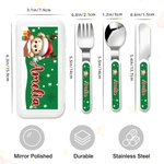 Henkilökohtainen Cartoon Animal Snowflake Santa Hat Food-Grade Kid's Fork Spoon Knife 3 Pcs ruokailuvälinesarja nimellä Joulujuhla lahja lapsille