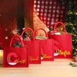 Henkilökohtainen Santa Claus uudelleenkäytettäviä punainen Juutti Tote lahjapussi kanssa Initial ja nimi joulujuhla lahja perheelle lapsille
