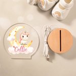 Personalized Cute Marine Jungle Animals Acrylic LED Night Light with Name and Wooden Base Nursery Decor Birthday Gift for Boys Girls