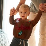 Personalised Christmas Jumper with Name and 1-3 Ornaments Christmas Gift for Newborns Kids