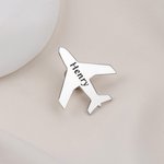 Personalized Airplane Lapel Brooch Pin with Engraved Name Birthday Christmas Gift for Pilots Stewardesses Flight Attendants