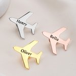 Personalized Airplane Lapel Brooch Pin with Engraved Name Birthday Christmas Gift for Pilots Stewardesses Flight Attendants