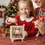 Personalized  Christmas Santa Hat Cute Animal  Wood Clear Money Box Piggy Bank with Name Desk Decor Christmas Gift for Kids