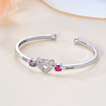 Personalized Love Knot Birthstones Cuff Bracelet with Engraved Name Birthday Anniversary Valentine's Day Gift for Women