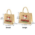 Personalised Christmas Santa Hat Cute Animal Large Jute Tote Bag with Name Daily Use Christmas Party Gift for Family Friends