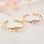 Personalized Love Knot Birthstones Cuff Bracelet with Engraved Name Birthday Anniversary Valentine's Day Gift for Women