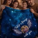 Personalized Starry Sky Angel Wing Photo Soft Throw Blanket with Text Remembrance In Loving Memory Sympathy Gift for Loss of Loved One