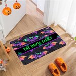 Personalized Spooky Neon Spider Web Ghost Pumpkin Lantern Doormat with Text Home Decor Halloween Gift for Family Friends