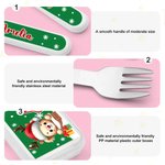 Henkilökohtainen Cartoon Animal Snowflake Santa Hat Food-Grade Kid's Fork Spoon Knife 3 Pcs ruokailuvälinesarja nimellä Joulujuhla lahja lapsille