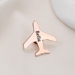 Personalized Airplane Lapel Brooch Pin with Engraved Name Birthday Christmas Gift for Pilots Stewardesses Flight Attendants