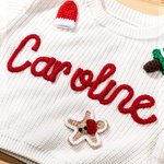 Personalised Christmas Jumper with Name and 1-3 Ornaments Christmas Gift for Newborns Kids