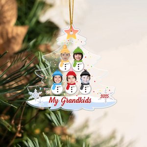 Personalized Face Photo Snowman Christmas Tree Shape Acrylic Ornament Home Decoration Christmas Gift for Family Grandparents