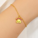 Henkilökohtainen Birthstone Pet Paw Print rannekoru kaiverrettu nimi hieno korut syntymäpäivä joululahja lemmikkieläinten rakastajaan