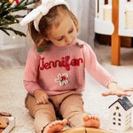 Personalised Christmas Jumper with Name and 1-3 Ornaments Christmas Gift for Newborns Kids
