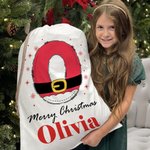 Personalized Snowflake Santa Claus Initial Drawstring Christmas Gift Bag with Name Merry Christmas Gift for Kids Family