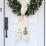 Personalised Christmas Tree Monogram 100% Cotton Wreath Sash with Embroidered Initial Home Decor Christmas Gift for Family Friends