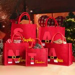 Henkilökohtainen Santa Claus uudelleenkäytettäviä punainen Juutti Tote lahjapussi kanssa Initial ja nimi joulujuhla lahja perheelle lapsille