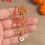 Personalized Fall Maple Leaf Glitter Acrylic Tumbler Charm with Letter Straw Accessories for Stanley Tumbler Birthday Anniversary Gift for Friend
