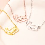 Personalized Cute Rabbit Necklace with Name Rabbit Jewelry Birthday Gift for Women Girls Animal Lovers