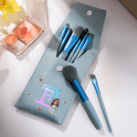 Henkilökohtainen sarjakuvahahmo Initial Makeup Brush Brush Bag Set nimi ja 8 kpl meikkiharjat Syntymäpäivä Joulu Häät lahja naiselle